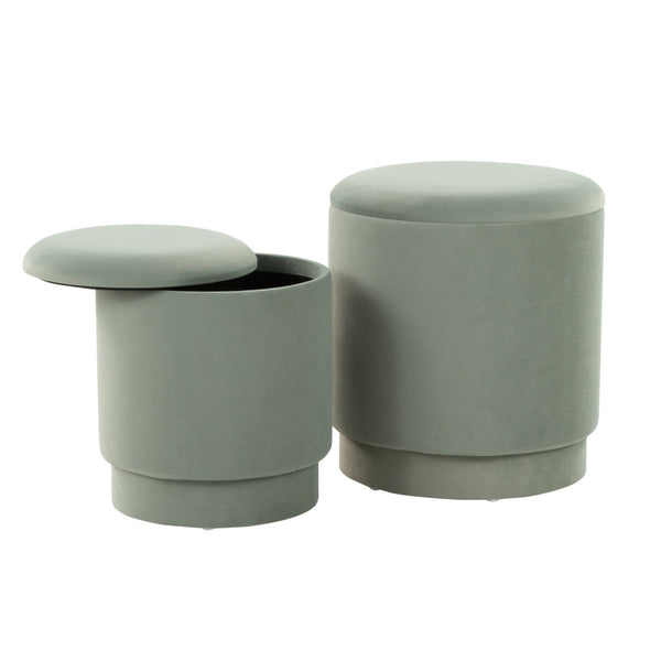 English Elm Ottoman Set Nesting Storage Cubes Upholstered in Rich Fabric for Modern Living Spaces B202P471505