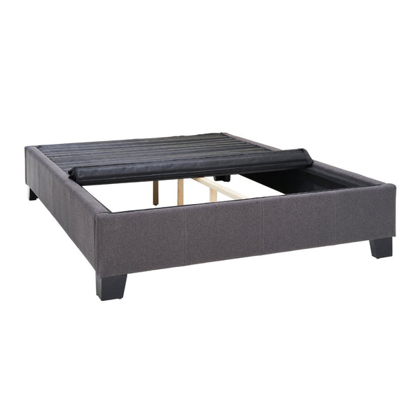 English Elm Modern Low Profile King Platform Bed Base Upholstered in Soft Polyester Fabric Grey B108P468538