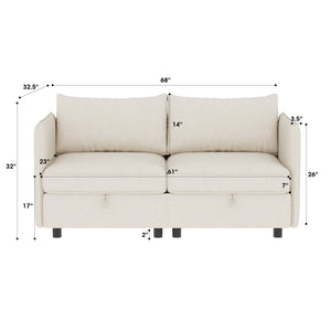 English Elm Love Seat Couches - Chic 2-Seater Modern Sofa With Storage For Small Spaces, Living Room & Dorms W680S00021