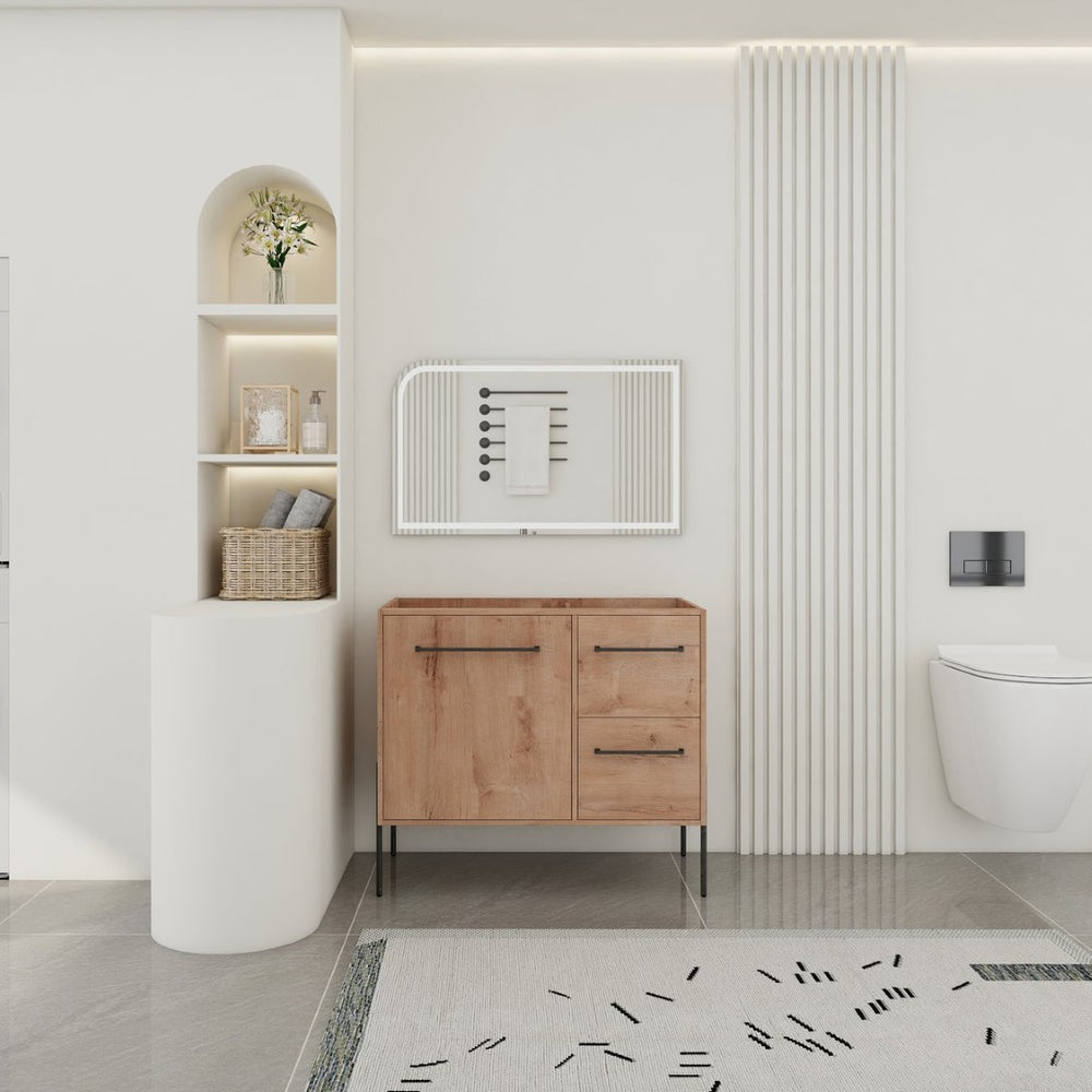 English Elm 36" Freestanding Vanity with Integrated Resin Sink Soft Close Drawers Modern Bath W999P405130