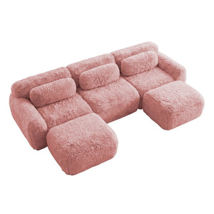English Elm U-shaped Modular Sectional Sofa Plush Cloud Foam Boneless Build for Home Theater Lounging Pink W714S01560