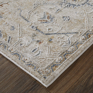 Feizy Rugs Pasha Global Charm Rug – Vibrant Machine-made Polyester, Pet-friendly, Low Pile For Any Space Taupe,Ivory,Blue Polyester Pas39m6fbgebluf05