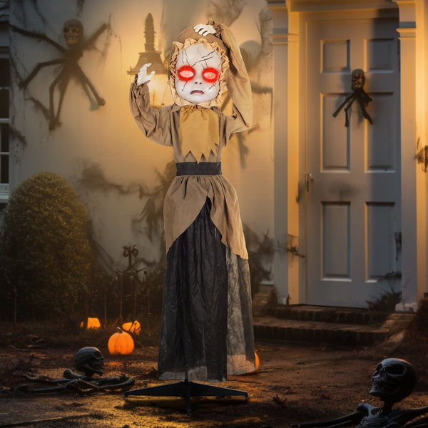 English Elm Homcom Life-Size Animatronic Halloween Doll With Jump Scare Motion, Sound Effects & Light-Up Eyes W2225P229497