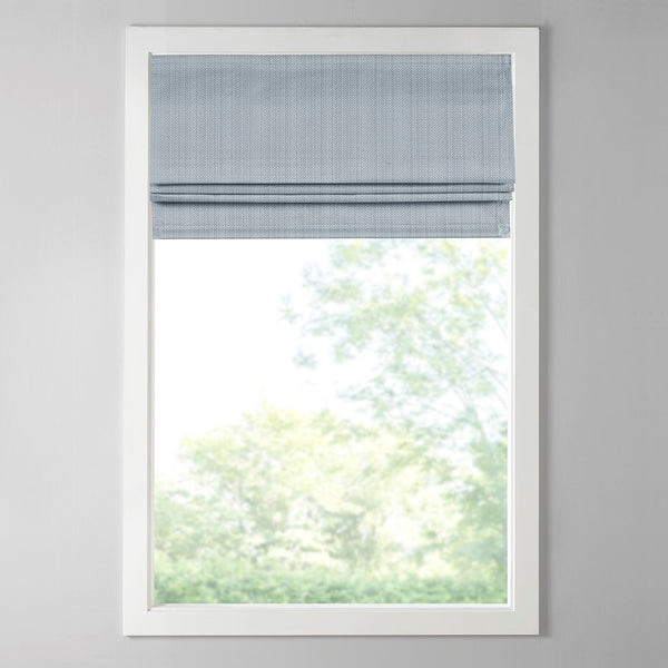 English Elm Basketweave Roman Shade with Thermal Foam Backing for Energy Efficiency, Cordless Easy Operation and Privacy Blue 11.42 L x 5.38 W x 7.48 H B035129724