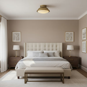 English Elm 2-light Dark Bronze Flush Mount Ceiling Fixture for Hallways Entryways and Bedrooms Brushed Brass B370P394557