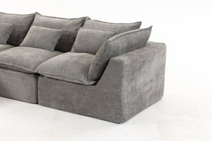 English Elm 102.3" Oversized Modular Sectional Sofa Cotton Linen Deep Seat Lounge with Ottoman Antique Grey W2530S00013
