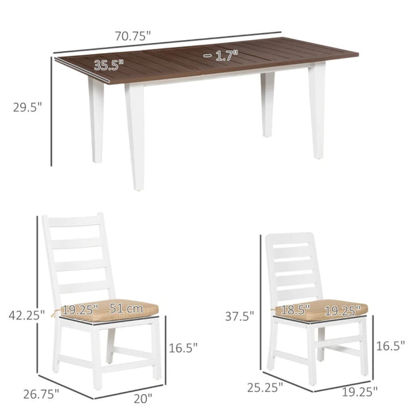 English Elm Outdoor Six Person Dining Set with Wood Grain Table and Aluminum Patio Chairs T3971S00184