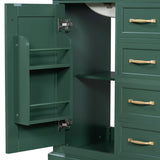 English Elm 30" Bathroom Vanity With Sink, One Package, Green Bathroom Cabinet With Drawers, Solid Frame and Mdf Board