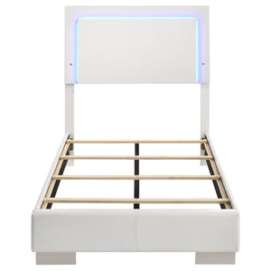 English Elm Felicity Modern High Gloss Twin Bed With Led Panel Lighting - Sleek Design & Durable Support B062S00865