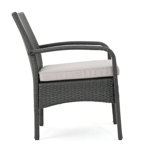 English Elm Christopher Knight Home® - CORDOBA PE Rattan Wicker Chair with Iron Frame and Waterproof Cushion for Durable Outdoor Seating Grey 57459.00GRY