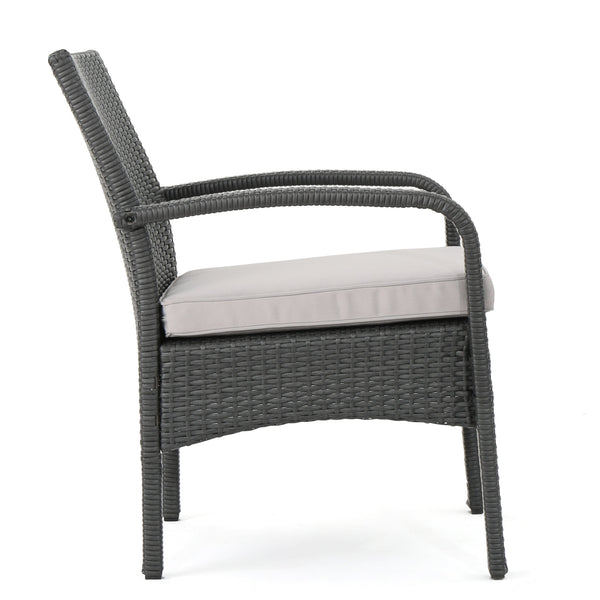English Elm Christopher Knight Home® - CORDOBA PE Rattan Wicker Chair with Iron Frame and Waterproof Cushion for Durable Outdoor Seating Grey 57459.00GRY