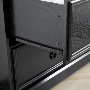 English Elm Modern 6-Drawer Chest of Drawers for Bedroom — Spacious Wooden Dresser with Smooth Glide Drawers, Elegant Patterned Top Black W2275P224406