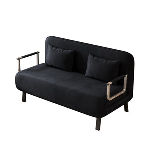 English Elm velvet 55″ Convertible Chair Bed with Adjustable Backrest & Pillow, Tri-Fold Sleeper Sofa, Steel Frame Lounge for Home Office Comfort W1767P192807