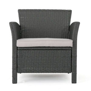 English Elm Christopher Knight Home® - ST LUCIA CHAIR Stylish PE Rattan Patio Seat with Iron Frame, Waterproof Fabric, Compact 28.25x25.5x17 Grey 54676.00GRY