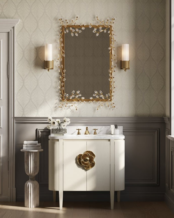 Currey & Company Forget-me-not Rectangular Mirror - Elegant Crystal-embellished Frame With Luxurious Beveled Edge Design Gold Crystal ,Metal ,Glass 1000-0161-currey-company