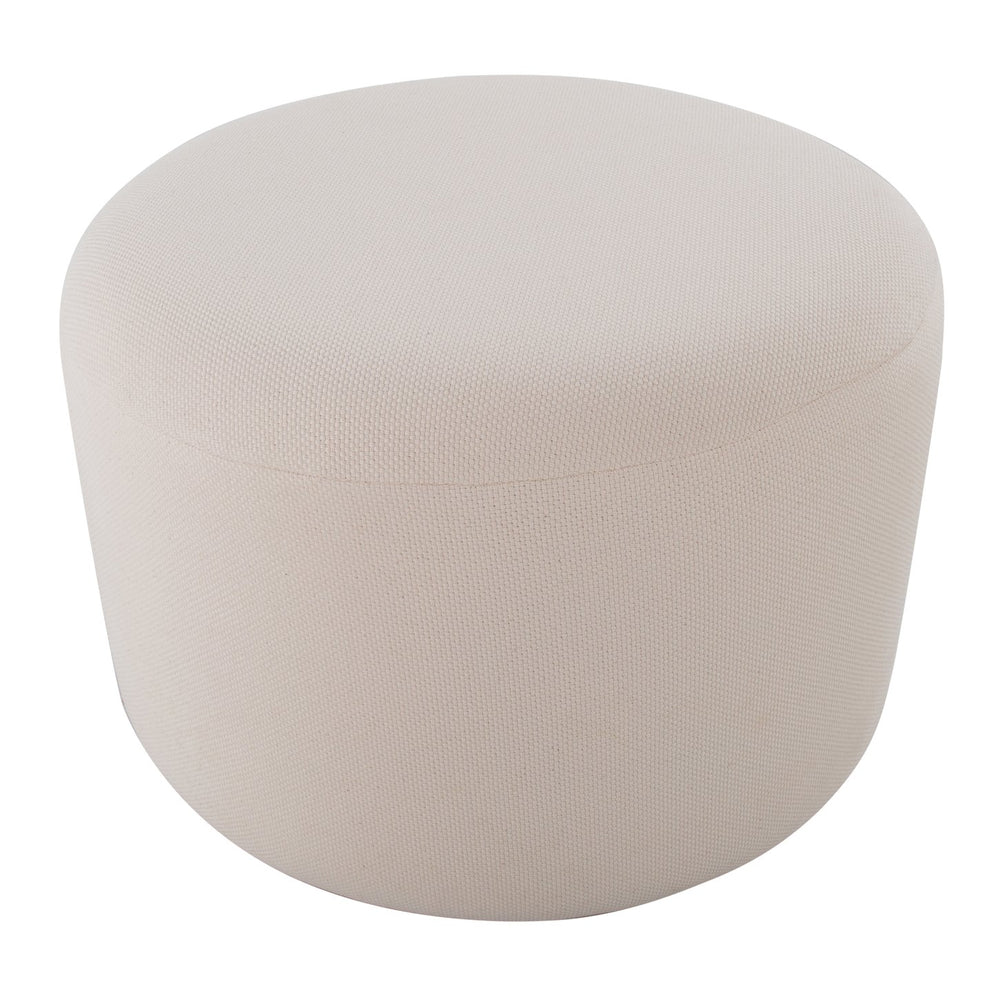 English Elm Large Round Pouf Knitted Beige Fabric by LumiSource – Large Foam Ottoman, Contemporary Comfort Seat B202P223746