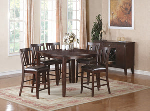 English Elm Modern Counter Height Dining Set with Butterfly Leaf Table Six Tufted Chairs B011S02510
