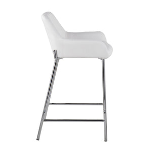 English Elm Daniella Contemporary Counter Stool Set Of 2 In White Faux Leather & Chrome - Stylish Comfort For Any Space B202S00052