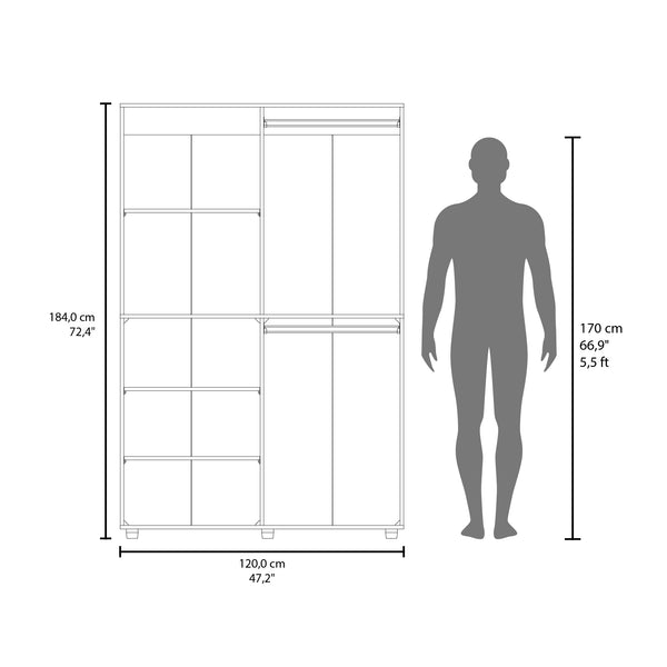 English Elm Tunica Modern Engineered Wood Armoire with Metal Hanging Rod and Durable Finish for Bedroom White B092S00288