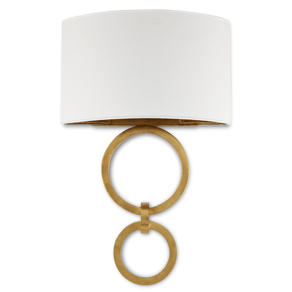 Bolebrook White Wall Sconce: Elegant Gesso Shade & Gold Leaf Finish for a Stylish Home Accent