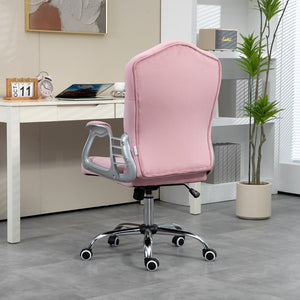 English Elm Vinsetto Home Office Chair, Velvet Computer Chair, Button Tufted Desk Chair With Swivel Wheels, Adjustable Height, and Tilt Function, Pink