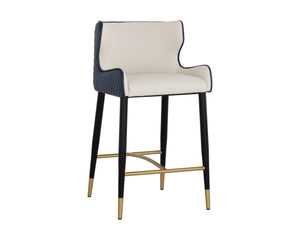 Sunpan Gianni Stylish Faux Leather Barstool with Elegant Diamond Stitching and Black Wood Legs Dillon Cream / Dillon Thunder
