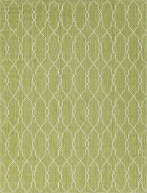 Unique Loom Outdoor Trellis Links Trellis Machine Made Trellis Rug Green, Ivory 9' 0" x 12' 0"
