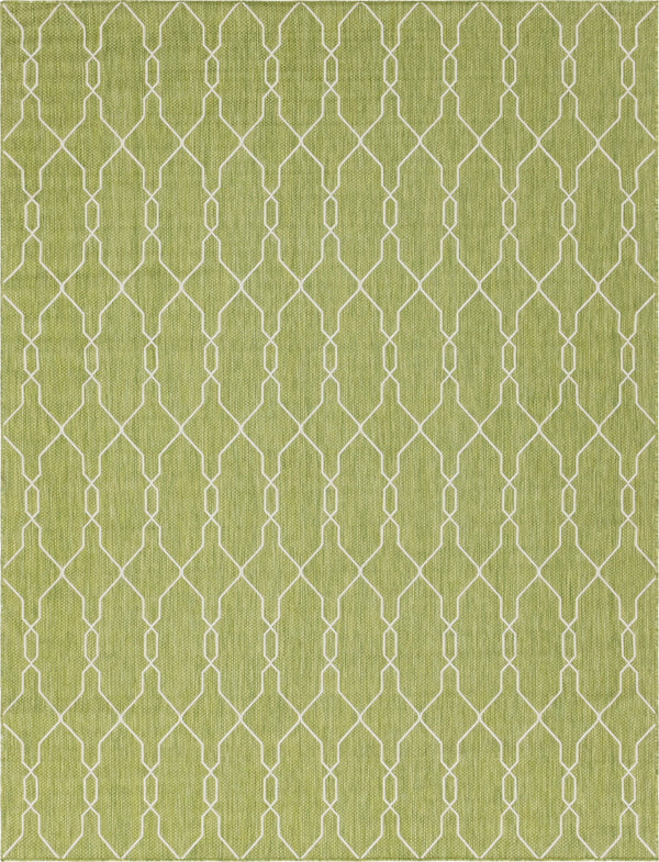 Unique Loom Outdoor Trellis Links Trellis Machine Made Trellis Rug Green, Ivory 9' 0" x 12' 0"