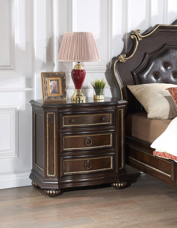English Elm Paris G09300-N Nightstand Cherry - Rich Cherry Finish, Velvet-Lined Drawer, Wood Veneer Inlay, 32"H B078P301565