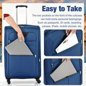English Elm Softside Expandable Spinner Luggage Set with Tsa Lock Duffel Polyester Travel Navy Blue N732P201004C