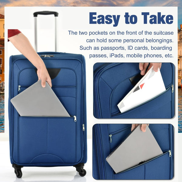 English Elm Softside Expandable Spinner Luggage Set with Tsa Lock Duffel Polyester Travel Navy Blue N732P201004C