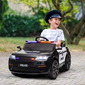 English Elm Qaba 12v Kids Police Ride on Car with Dual Motors Spring Suspension Parent Remote W2225P249904