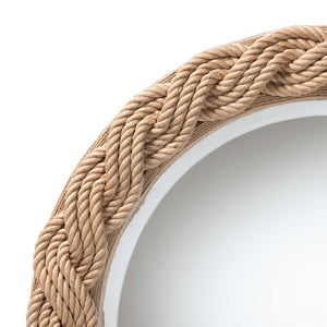 English Elm Round Braided Jute Rope Wall Mirror Natural Fiber Boho Coastal Accent Decor B2750P467835