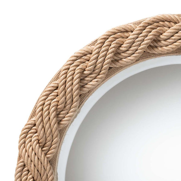 English Elm Round Braided Jute Rope Wall Mirror Natural Fiber Boho Coastal Accent Decor B2750P467835