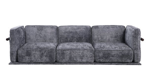 English Elm 102 Inch Linen Modular Sectional Sofa with Hidden Storage and Cloud Cushion Comfort Dark Gray W1099S00188