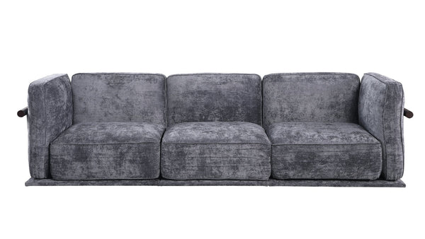 English Elm 102 Inch Linen Modular Sectional Sofa with Hidden Storage and Cloud Cushion Comfort Dark Gray W1099S00188