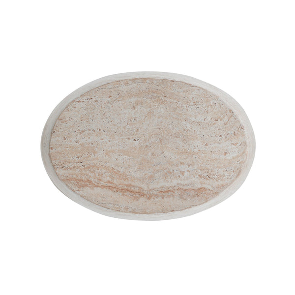 English Elm Christopher Knight Home® - Outdoor/Indoor Lightweight Concrete Side Table - Elegant Oval Accent Table With Travertine Finish N773P253786Z