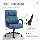 English Elm Vinsetto 500Lbs Big and Tall Office Chair With Wide Seat, Executive Computer Chair With Adjustable Height, Swivel Wheels and Linen Finish, Blue