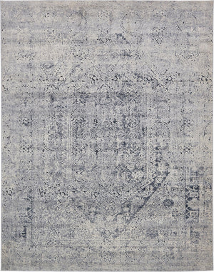 Unique Loom Chateau Quincy Machine Made Abstract Rug Gray, Beige/Navy Blue 8' 0" x 10' 0"