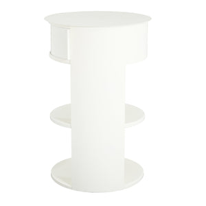 English Elm Christopher Knight Home® - Indoor 3-Tier Metal Round Side Table with Sliding Door Cabinet, Sturdy Iron, No-Assembly Modern Chic Matte White N772P301522W