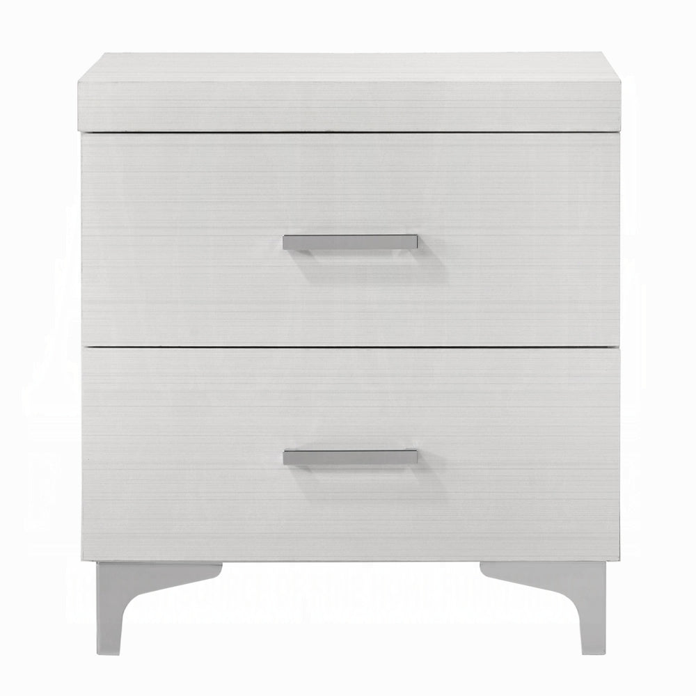 English Elm Modern White Nightstand with 2 Drawers and Metal Legs — Stylish Storage, 22"W x 16"D x 23"H, One Piece B011P316891
