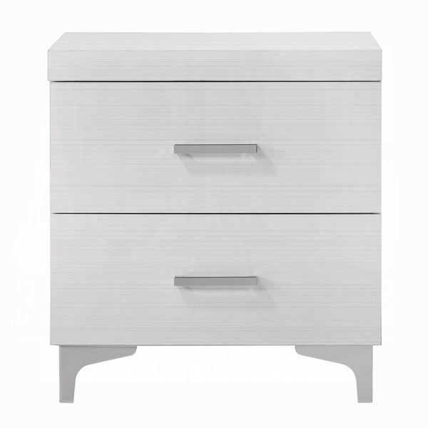 English Elm Modern White Nightstand with 2 Drawers and Metal Legs — Stylish Storage, 22"W x 16"D x 23"H, One Piece B011P316891