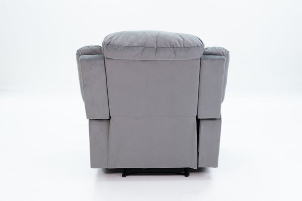 English Elm Single Velvet Manual Recliner with Channel Tufting for Cozy Living Room Lounging B089P240505