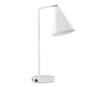 English Elm Pix 19" Contemporary Metal Task Lamp Glossy White with Chrome Accent & Built-In USB Port — Modern Desk Lighting B202P224225