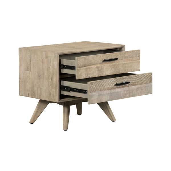 English Elm Baly Acacia Wood Two Drawer Nightstand Mid Century Legs Soft Close Bedroom B2736P464866