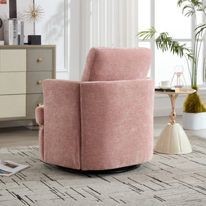 English Elm swivel Chenille Upholstered Office Chair with Metal Turntable, Breathable Durable Wood Frame for Comfort and Style Pink W2120P322756