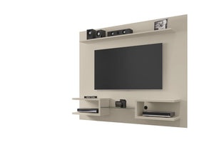 English Elm Plaza 64" TV Panel in Off White with Mount Brackets, Glass Shelf Divider & Wire Management Holes B365P398353