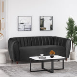 Christopher Knight Home® - Noble House - Richland Modern Glam Velvet Channel Stitch 3 Seater Sofa