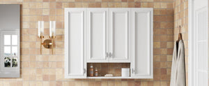 English Elm Modern Wall Mounted Medicine Cabinet with Open Shelving and Soft Close Hinges for Bath N710P358592K