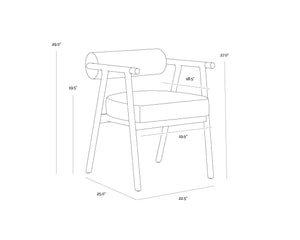 Sunpan Sova Dining Armchair - Mid-Century Modern Design with Solid Oak Frame & Stylish Brass Accents